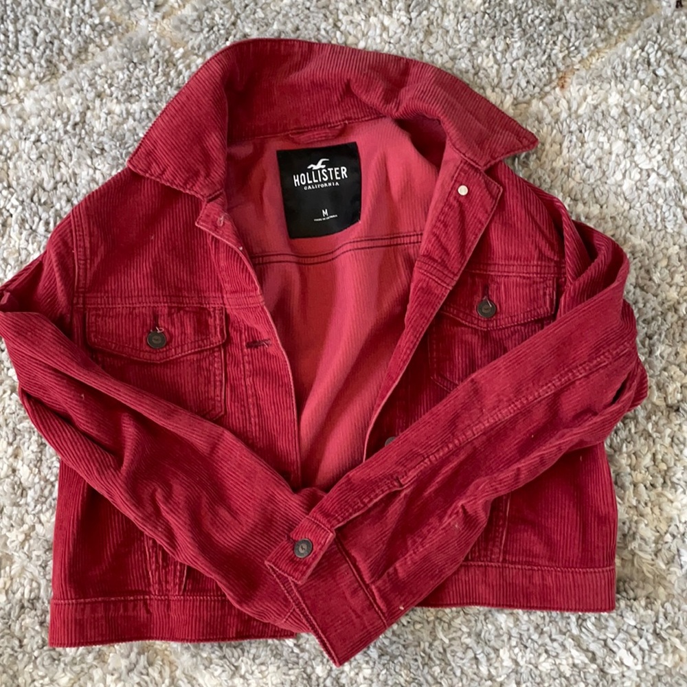 Perfect Condition Hollister red cordoroy jacket size M womens